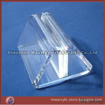 Acrylic clear trigonal menu holder which Suitable for office